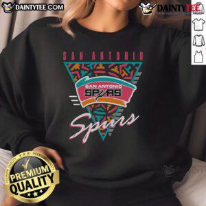 Alt Text: Good Mitchell & Ness Black San Antonio Spurs Worldwide Collection Tri-Logo Sweatshirt for stylish basketball fans.