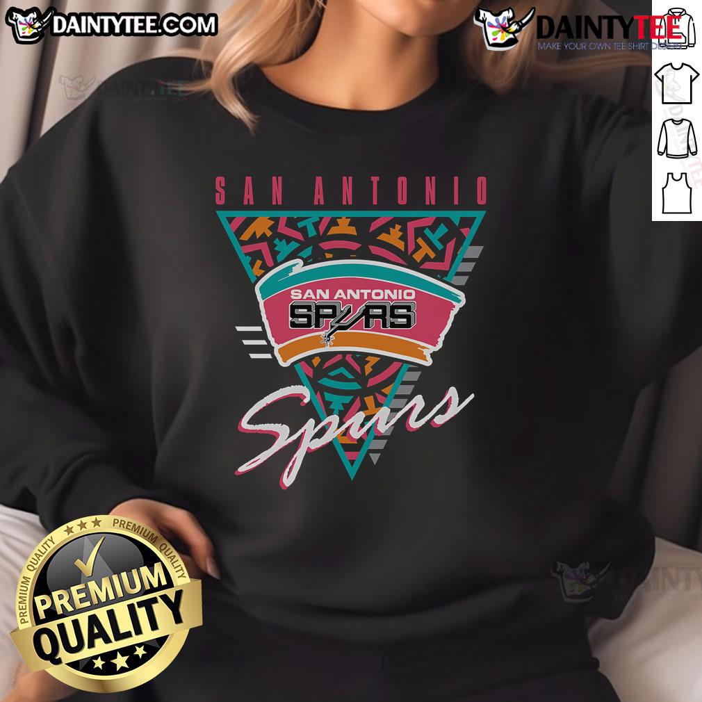 Alt Text: Good Mitchell & Ness Black San Antonio Spurs Worldwide Collection Tri-Logo Sweatshirt for stylish basketball fans.