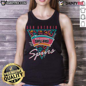 Alt Text: Good Mitchell & Ness Black San Antonio Spurs Worldwide Collection Tri-Logo Tank Top featuring iconic team logos.