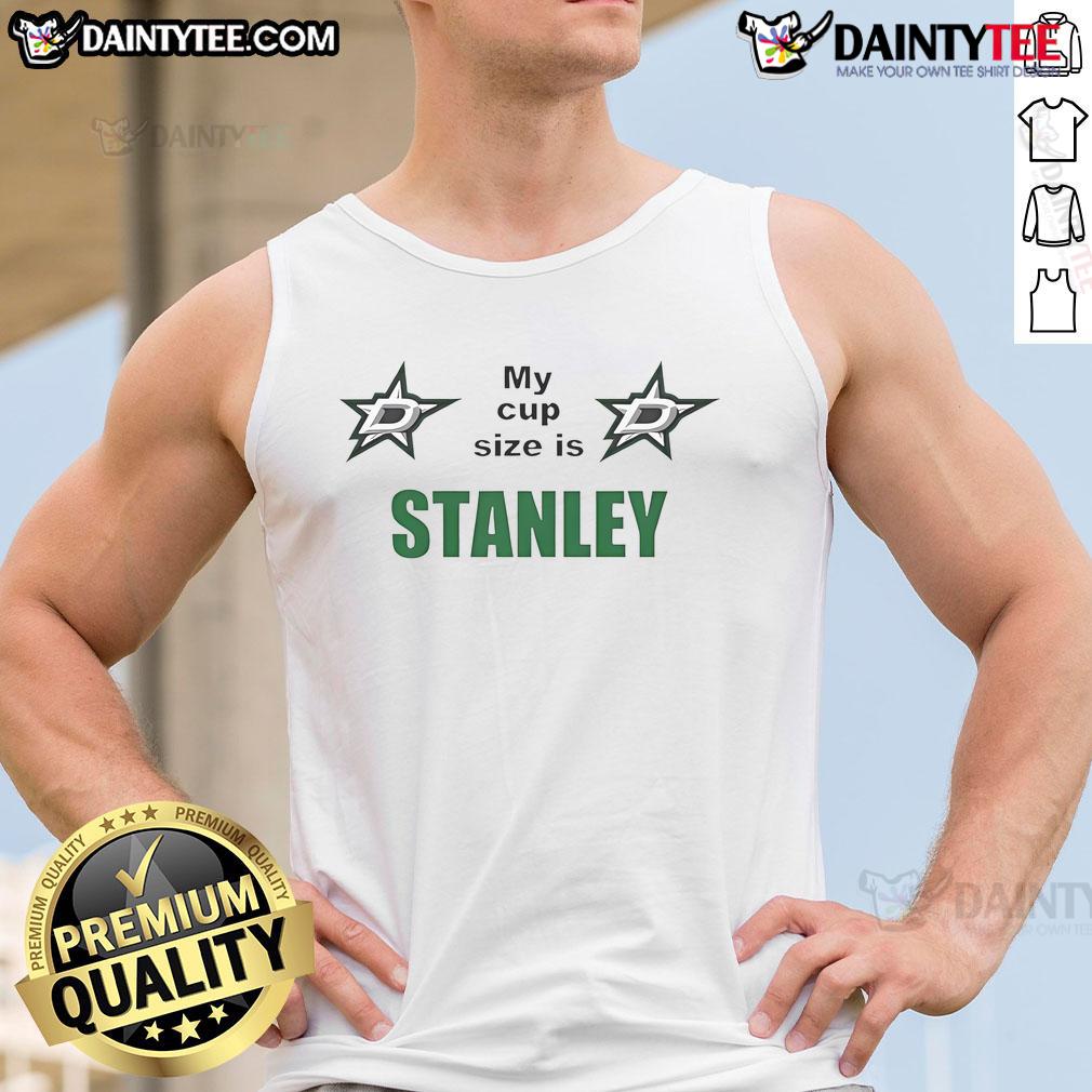 Good My Cup Size Is Stanley tank top featuring a playful graphic design, perfect for casual summer outfits.