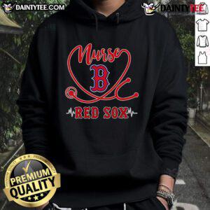 Good Nurse Red Sox hoodie featuring a stethoscope and heartbeat design, perfect for medical professionals and fans.
