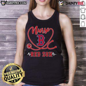 Good Nurse Red Sox tank top featuring a stethoscope and heartbeat design, perfect for healthcare fans.