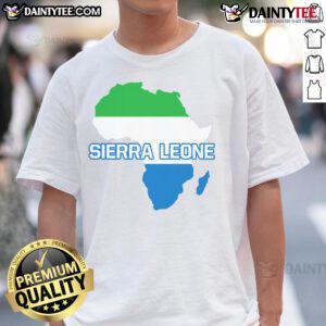 Good Sierra Leone Sierra Leonean Pride Flag Map Africa T-Shirt showcasing the vibrant colors of the Sierra Leone flag.