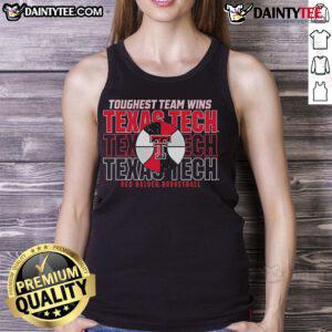 Texas Tech Red Raiders basketball tank top featuring 'Toughest Team Wins' slogan, perfect for fans and athletes.