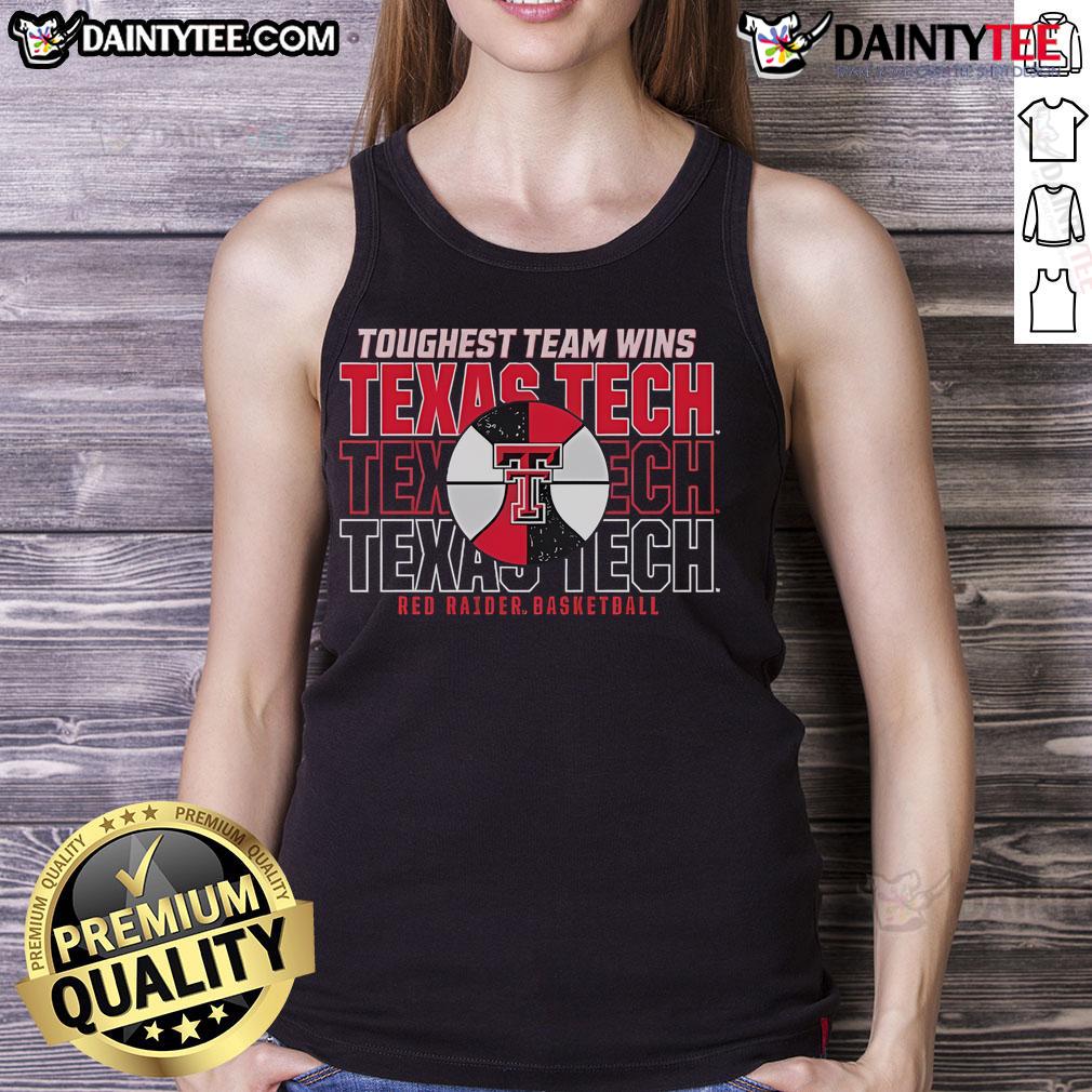 Texas Tech Red Raiders basketball tank top featuring 'Toughest Team Wins' slogan, perfect for fans and athletes.