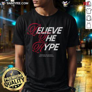 Happy Believe The Hype BTH T-Shirt showcasing motivational design for achieving the impossible with vibrant colors.