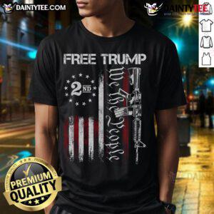 Alt Text: Hot Free Trump Supporter Pro Trump T-Shirt featuring American Flag design and 'We The People' slogan.