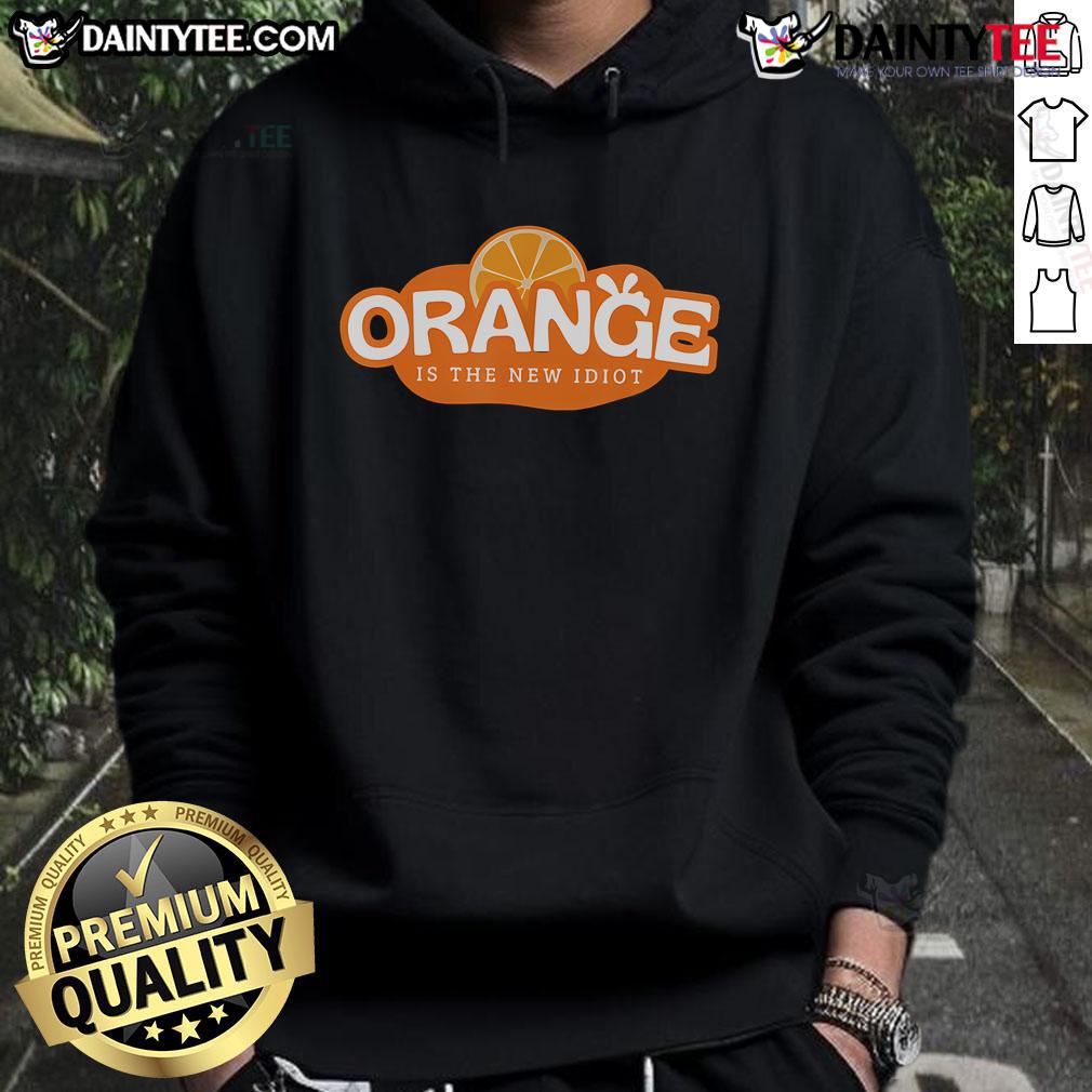 Alt Text: Hot orange hoodie with Idiot Lemon design, perfect for casual wear and making a funny statement.