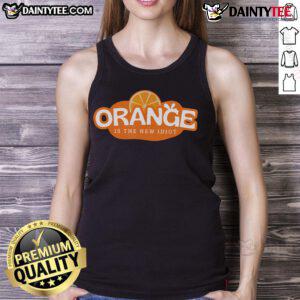 Hot orange tank top featuring the phrase 'Idiot Lemon Bleached' for a fun and quirky summer style.