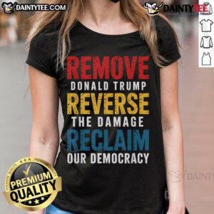 Premium ladies tee featuring 'Hot Remove Reverse Reclaim Protest' graphic, perfect for eco-conscious fashion enthusiasts.
