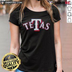 Texas Rangers ladies tee featuring 'Hot Tetas' design, perfect for fans to show team spirit and style at games or events.