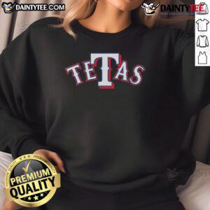Texas Rangers sweatshirt featuring 'Hot Tetas' design, perfect for MLB fans looking to showcase team spirit.