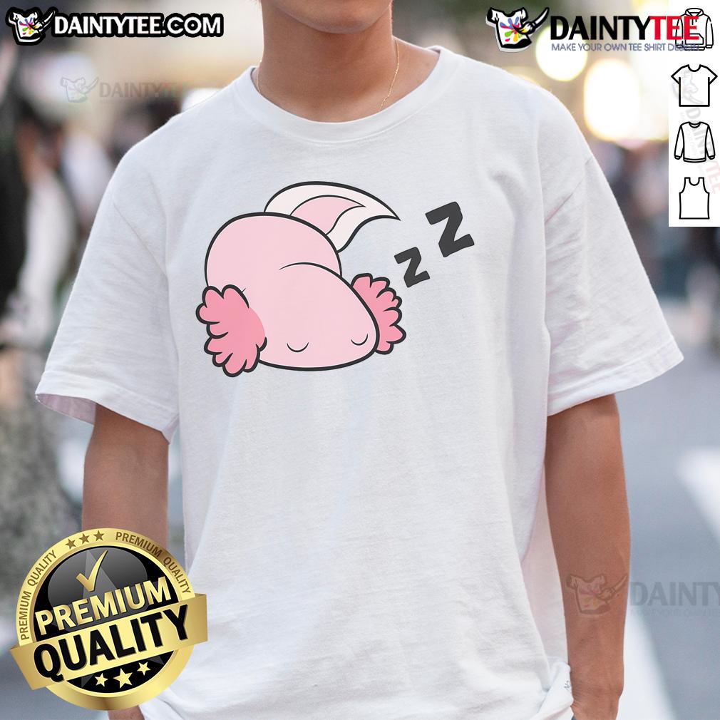 Cozy pajama T-shirt featuring a cute axolotl Mexican salamander, perfect for lazy days and axolotl lovers.