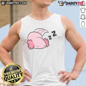 Cozy pajama tank top featuring a cute lazy axolotl, perfect for fans of Mexican salamanders and comfortable loungewear.