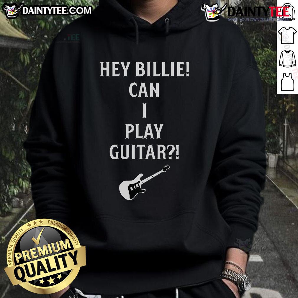 Official Tommy Lloyd wearing Hey Billie Can I Play Guitar hoodie, showcasing a stylish and casual look.