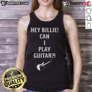 Tommy Lloyd wearing a Hey Billie Can I Play Guitar tank top, showcasing a casual and stylish vibe.