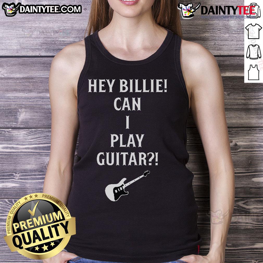 Tommy Lloyd wearing a Hey Billie Can I Play Guitar tank top, showcasing a casual and stylish vibe.