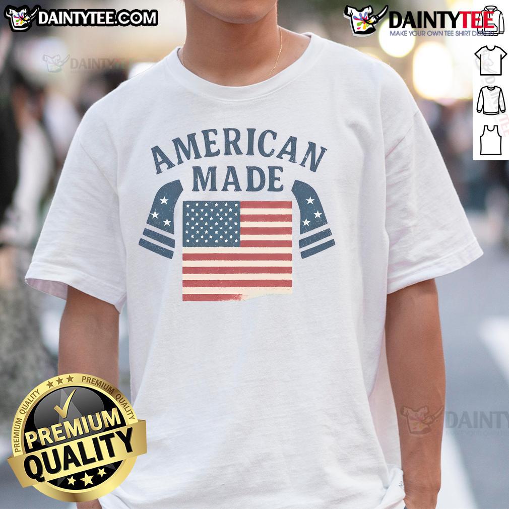 Alt Text: Awesome American Made America Flag T-Shirt featuring a bold graphic of the American flag on a comfortable cotton tee.
