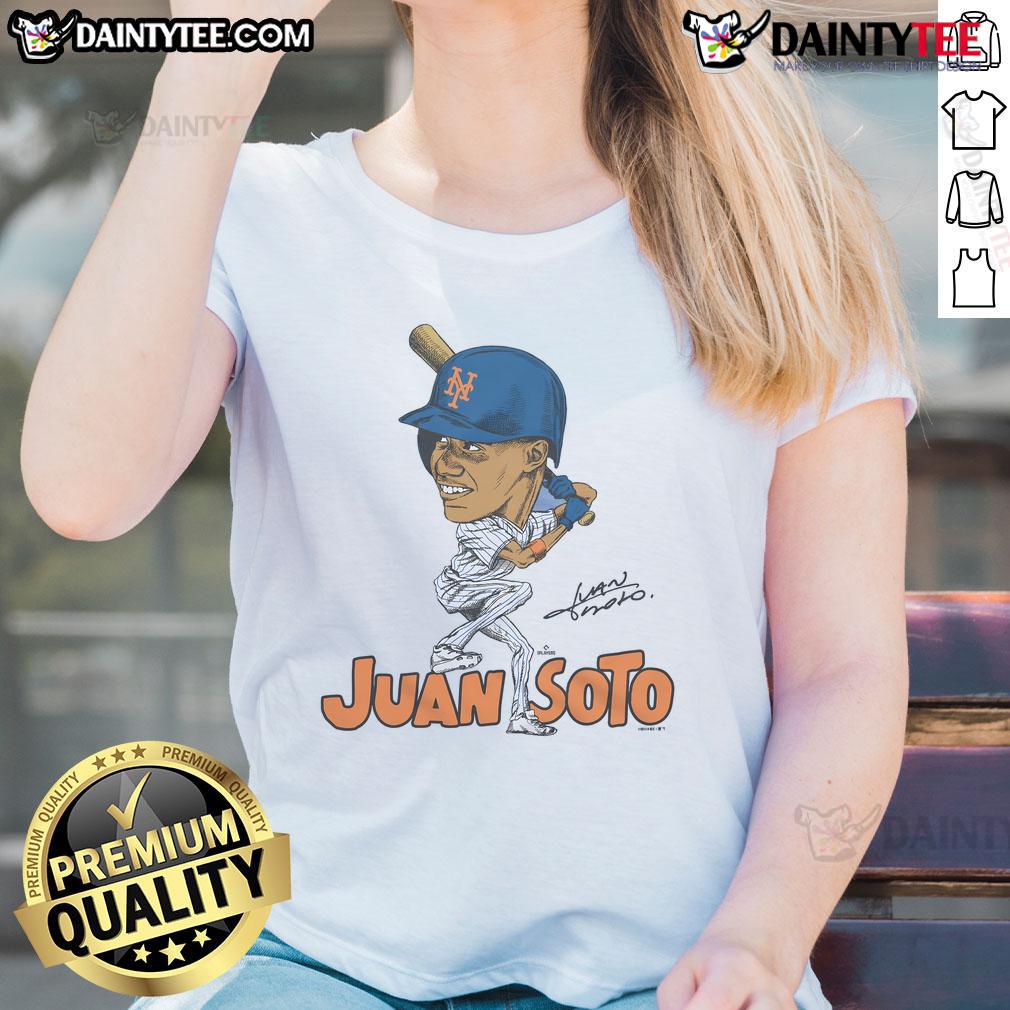 Alt Text: Awesome Mets Juan Soto Signature Ladies Tee featuring vibrant design and stylish fit for fans of baseball fashion.