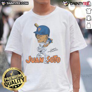 Awesome Mets Juan Soto Signature T-Shirt featuring a bold design and vibrant colors, perfect for baseball fans.