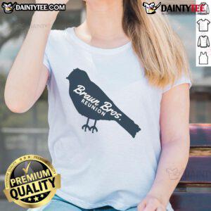 Cute Braun Brothers Reunion Bird Ladies Tee featuring vibrant bird graphics and a stylish design for family gatherings.