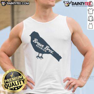 Adorable Braun Brothers reunion scene featuring a stylish bird tank top in vibrant colors and happy family moments.