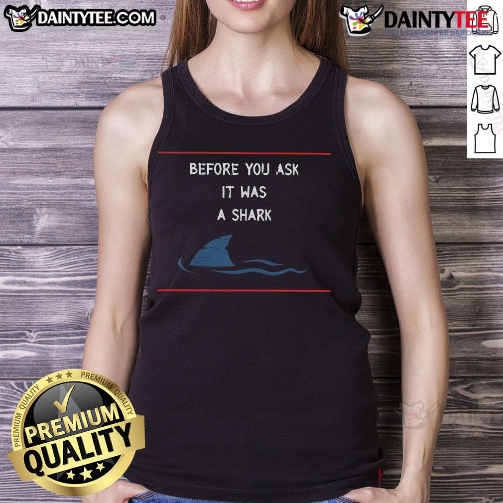 Funny shark tank top featuring a humorous design, perfect for beach days and casual wear.