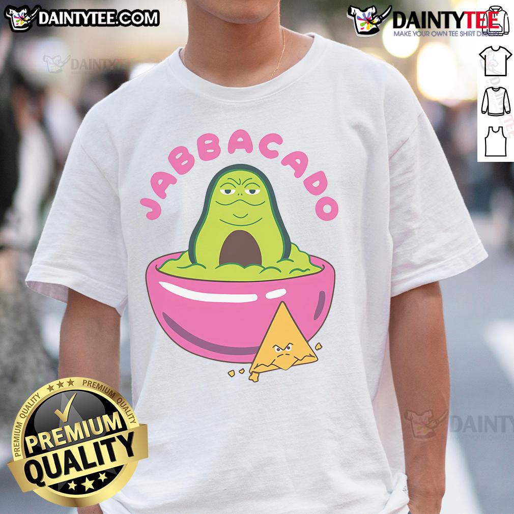 Funny Jabbacado The Hutt guacamole t-shirt featuring a quirky design, perfect for Star Wars and avocado lovers.