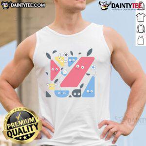 Model wearing a Good Abstract Helpers tank top, showcasing a vibrant and artistic design perfect for casual summer wear.