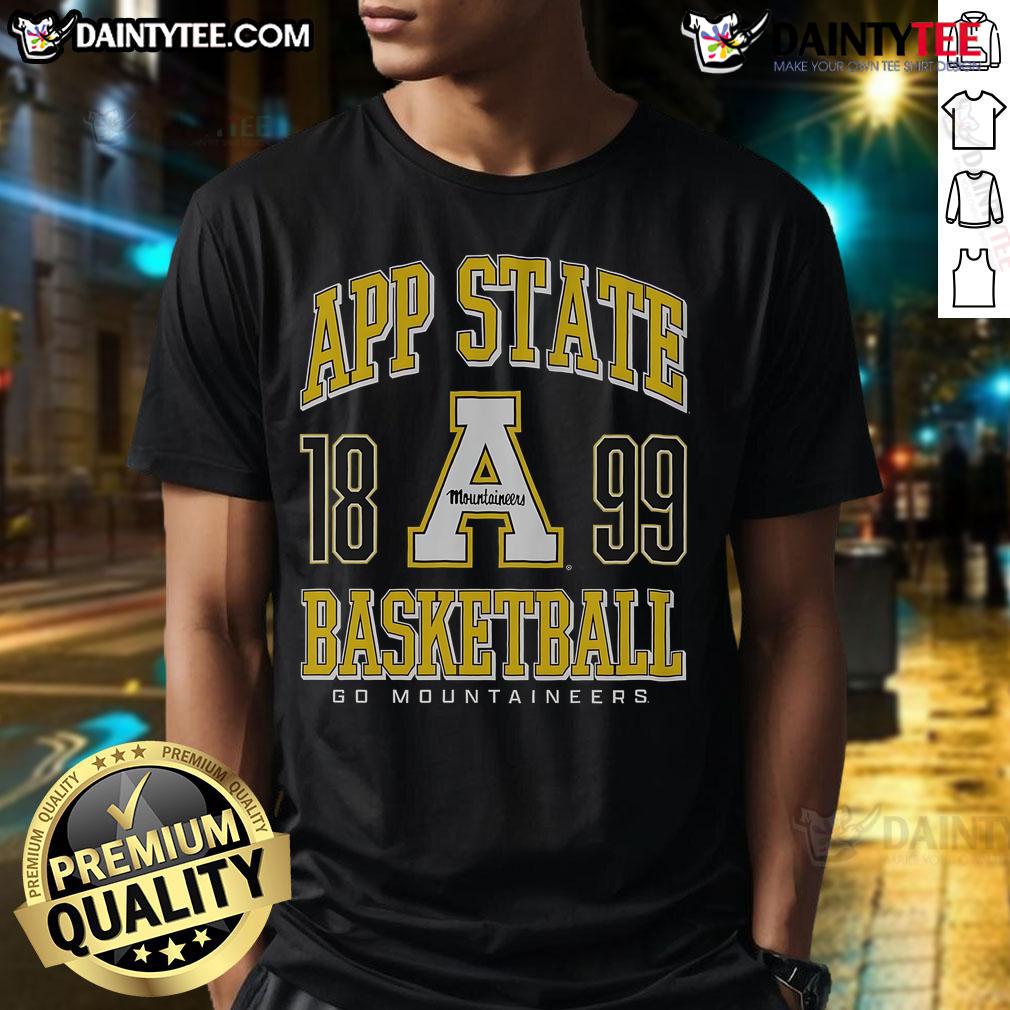 Alt Text: Good Appalachian State Mountaineers basketball T-shirt featuring team colors and logo for fans and supporters.