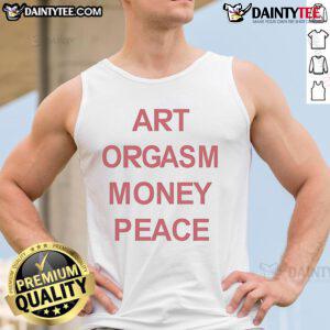 Good Art Orgasm Money Peace Tank Top featuring a vibrant design promoting creativity and tranquility in fashion.