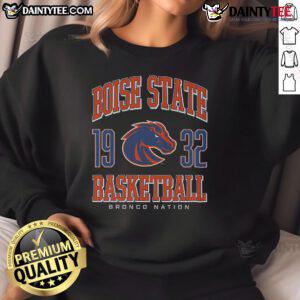 Alt Text: Comfortable Boise State Broncos basketball sweatshirt featuring team colors and logo, perfect for fans and athletes.