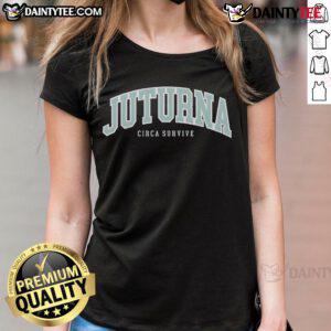 Good Circa Survive Juturna Varsity Ladies Tee featuring stylish design and comfortable fit for fans of the band.
