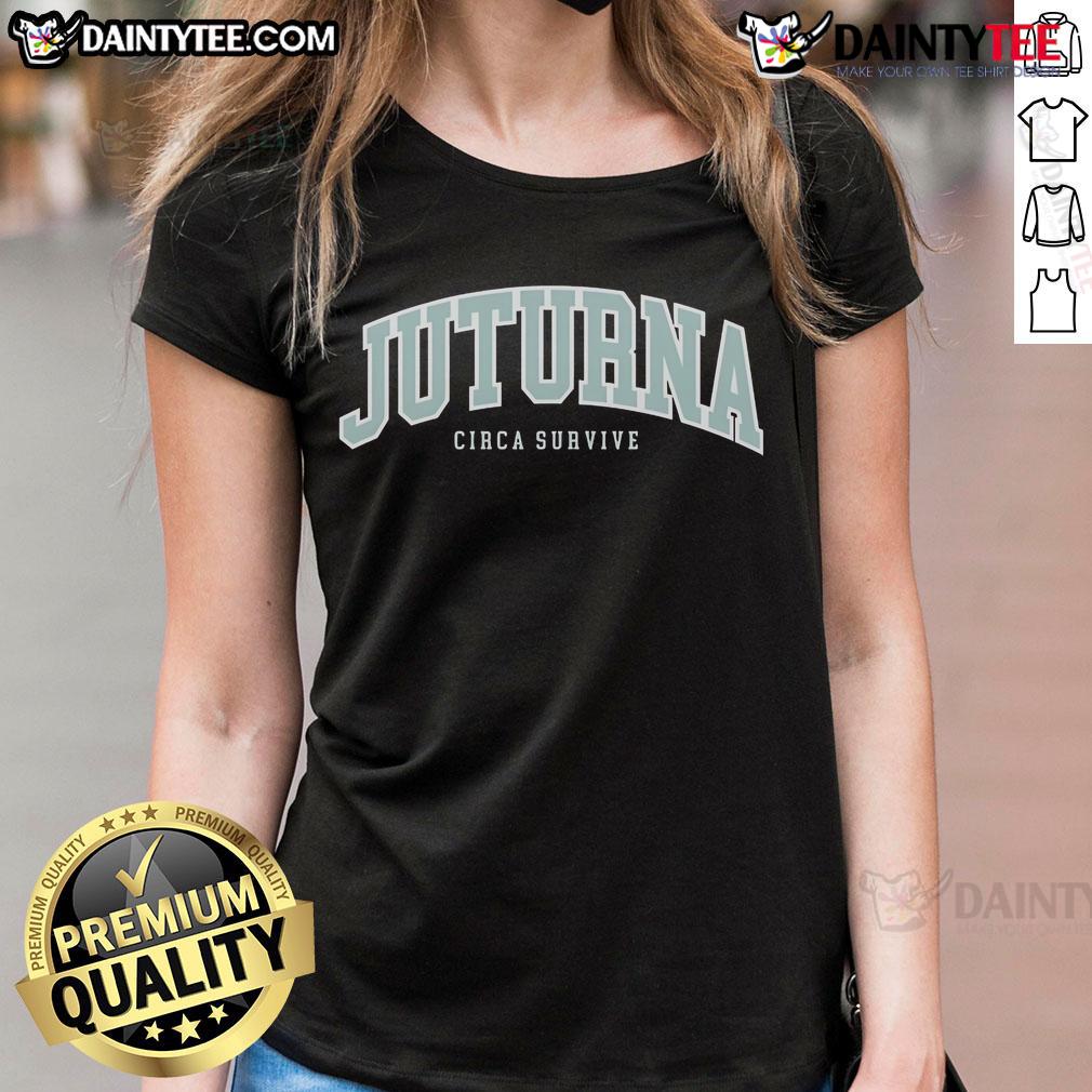 Good Circa Survive Juturna Varsity Ladies Tee featuring stylish design and comfortable fit for fans of the band.