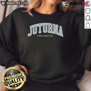 Good Circa Survive Juturna varsity sweatshirt in navy blue, featuring band logo and stylish design for fans.