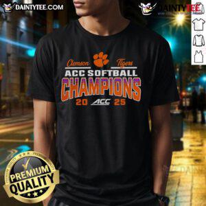 Good Clemson Tigers 2025 ACC Softball Tournament Champions T-Shirt featuring team colors and logo, perfect for fans.