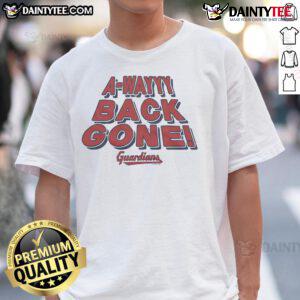 Alt Text: Good Cleveland Guardians A-Wayyy Back Gone T-Shirt featuring a vibrant design and team colors for fans.