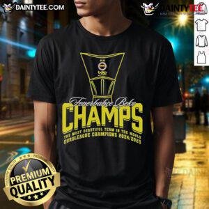 Good Fenerbahce 24 25 Basketball Championship T-Shirt showcasing vibrant team colors and logo for fans and supporters.