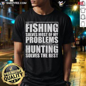 Good Fishing Solves Most Of My Problems T-Shirt featuring a catchy fishing quote on a comfortable tee, perfect for anglers.