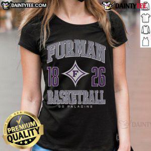 Good Furman Paladins Basketball Ladies Tee featuring team colors and logo, perfect for fans and game day attire.