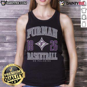 Good Furman Paladins basketball tank top featuring team colors and logo, perfect for fans and supporters of Furman University.