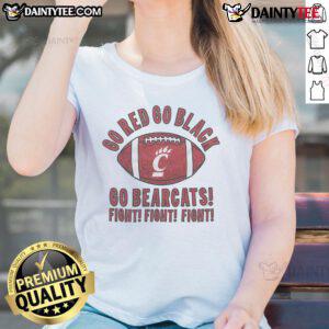 Good Go Red Go Black Go Bearcats Ladies Tee featuring vibrant colors and stylish design for fans of Bearcats apparel.