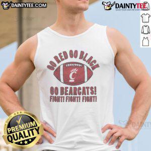 Good Go Red Go Black Go Bearcats tank top featuring vibrant colors and bold graphics for fans and supporters.