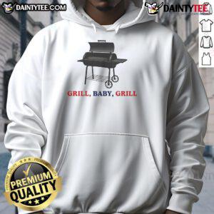Person wearing a Good Grill Baby Grill hoodie, showcasing a fun and stylish design perfect for barbecue enthusiasts.