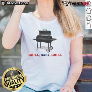 Good Grill Baby Grill Ladies Tee featuring a stylish design perfect for summer BBQs and grilling enthusiasts.