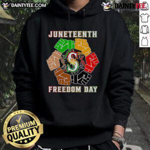 Juneteenth Freedom Day Seattle Seahawks hoodie showcasing vibrant colors and design celebrating freedom and unity.