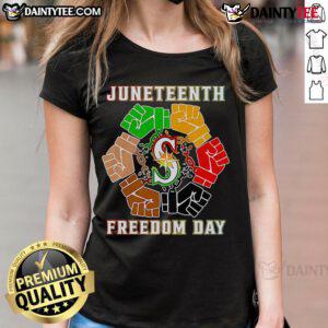 Good Juneteenth Freedom Day Seattle Seahawks ladies tee featuring vibrant design celebrating freedom and unity.