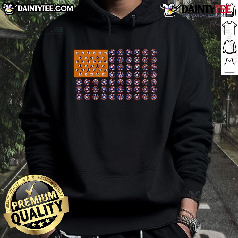 Good Logo Houston Astros American Flag Hoodie featuring vibrant colors and team spirit for fans.