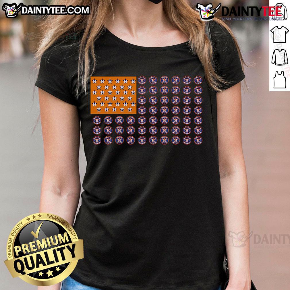 Good Logo Houston Astros American Flag Ladies Tee featuring a stylish design for baseball fans.