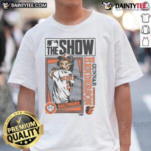 Alt Text: Good MLB The Show Orioles Gunnar Henderson T-Shirt featuring vibrant team colors and player graphics.